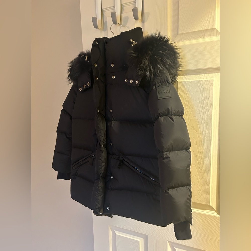 SAM. New York Montana Down Puffer Jacket XS – Black w/ Real Fur Hood